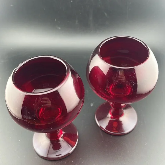 Hoffman House Ruby Red Water/Wine Goblet by Imperial Glass Set of 2 - Picture 2 of 3